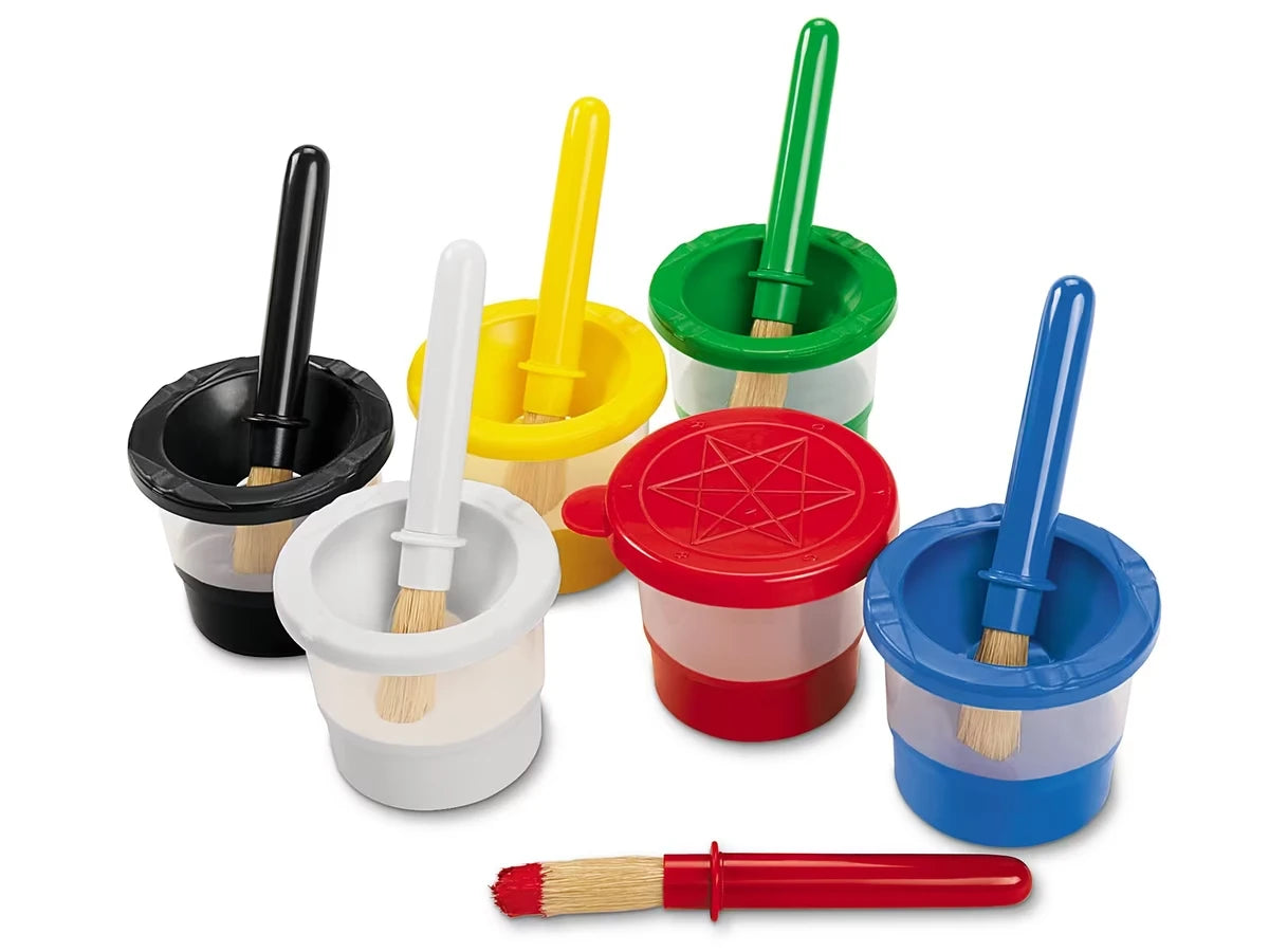 Mini No-Spill Paint Cups & Brushes - Set of 6 - US 4360