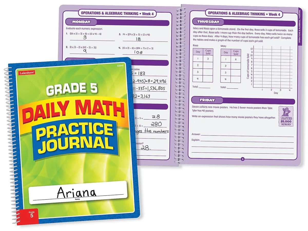 Daily Math Practice Journal - Gr. 5 - US 9816