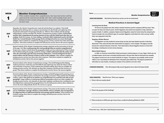Daily Reading Comprehension Activities Workbook - Gr. 6 - US 5214