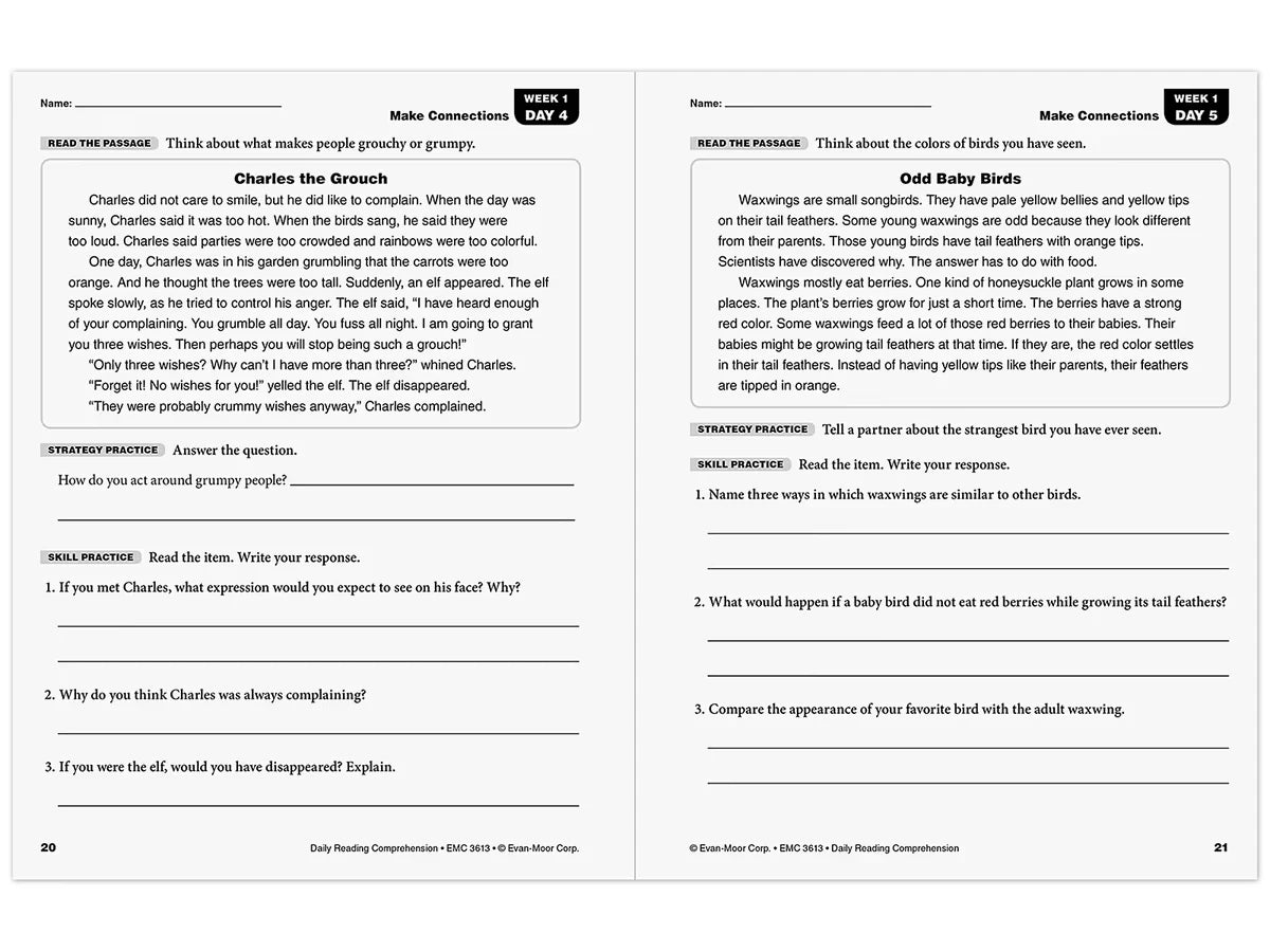 Daily Reading Comprehension Activities Workbook - Gr. 3 - US 6795