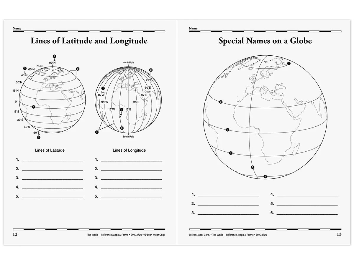 The World: Reference Maps & Forms Workbook - US 2361