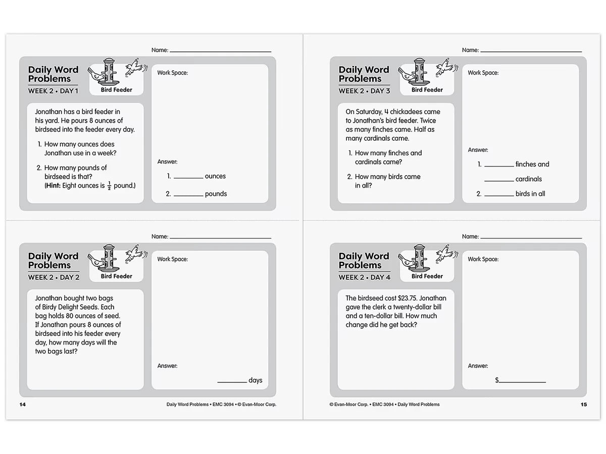 Daily Word Problems Workbook - Gr. 4 - US 2984