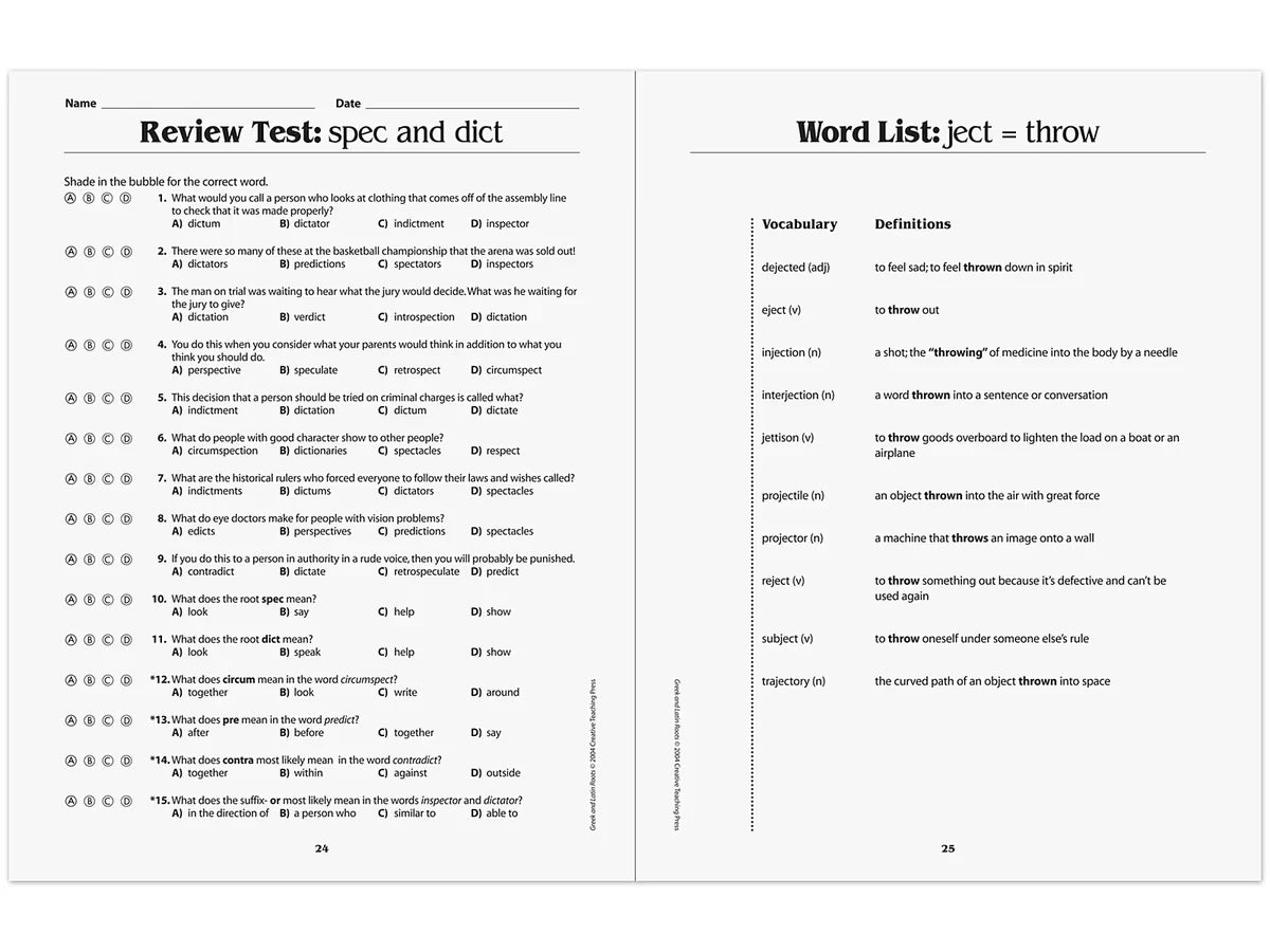 Greek & Latin Roots Workbook - US 2569
