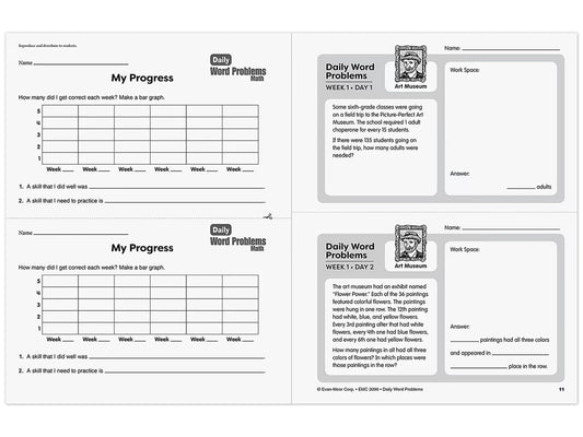 Daily Word Problems Workbook - Gr. 6 - US 3142