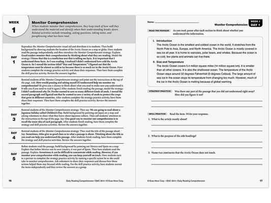 Daily Reading Comprehension Activities Workbook - Gr. 4 - US 4302