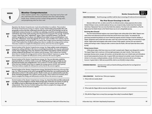 Daily Reading Comprehension Activities Workbook - Gr. 8 - US 9617