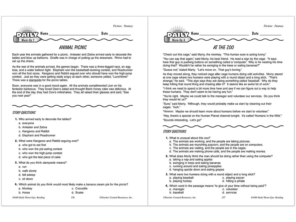 Reading Daily Warm-Ups Workbook - Gr. 3 - US 1107