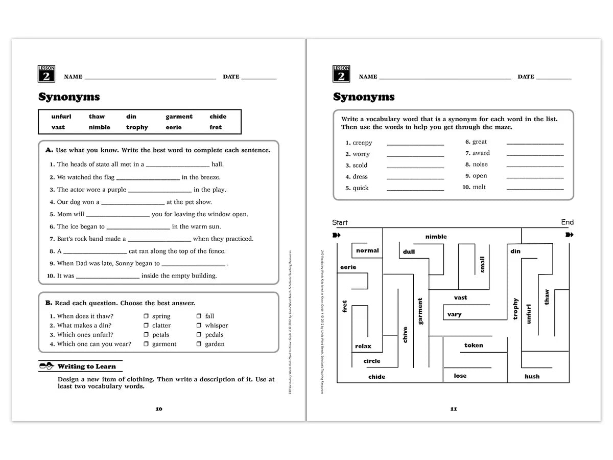 240 Words Kids Need to Know Workbook - Gr. 4 - US 6739