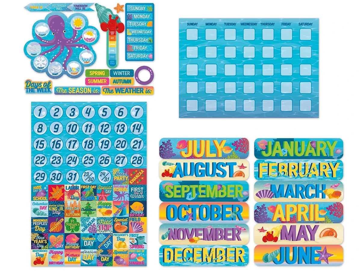 Seas the Day Calendar Bulletin Board Set - US 6610