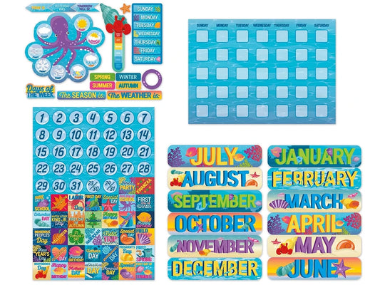 Seas the Day Calendar Bulletin Board Set - US 6610