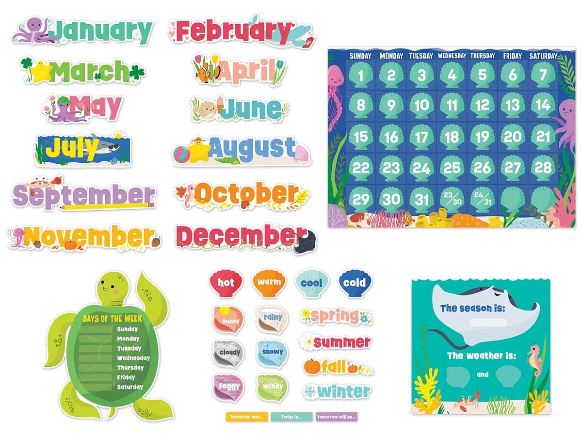 Sea Friends Calendar Bulletin Board Set - US 3358