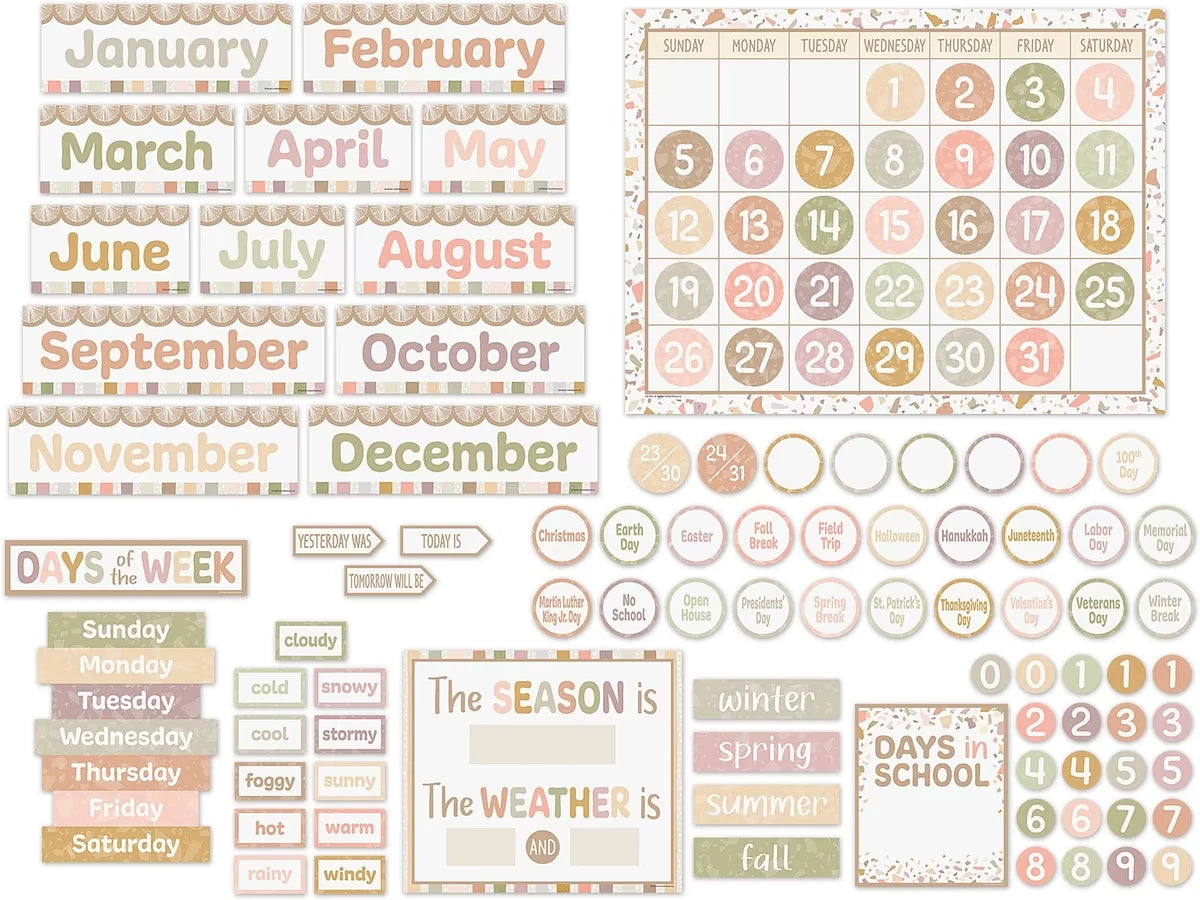 Terrazzo Tones Calendar Bulletin Board Set - US 9933