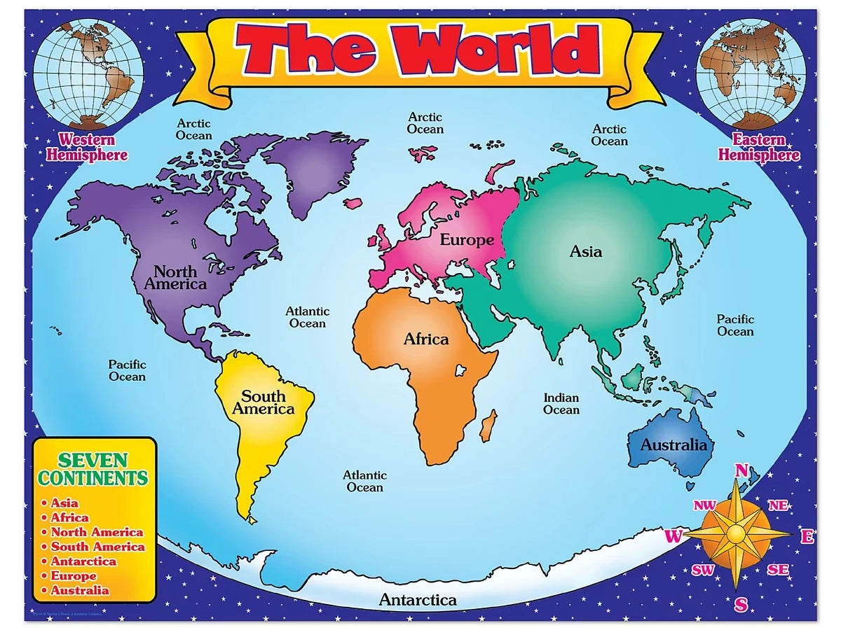 Friendly Write & Wipe World Map Poster - US 7605