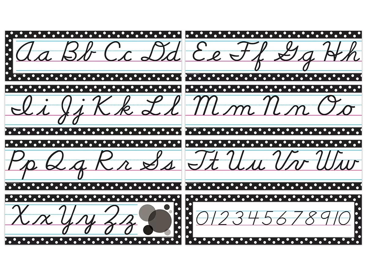 Black Polka Dot Cursive Bulletin Board Set - US 4840