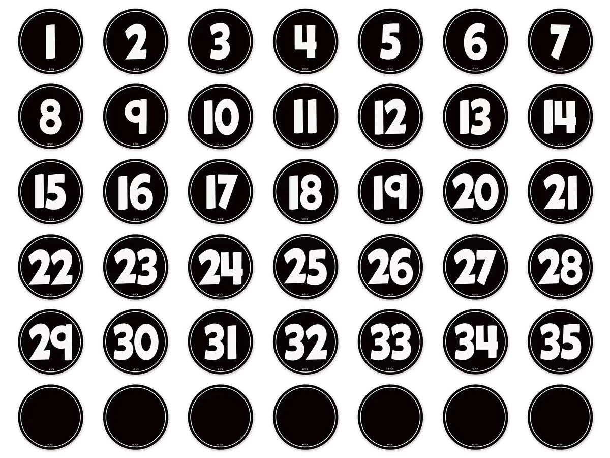 Black-And-White Numbers Magnetic Accents - US 6972