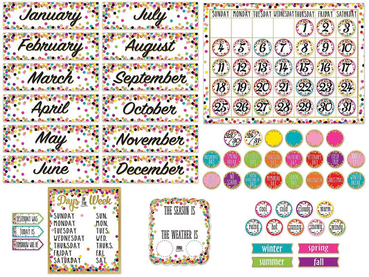 Confetti Calendar Bulletin Board Set - US 7822