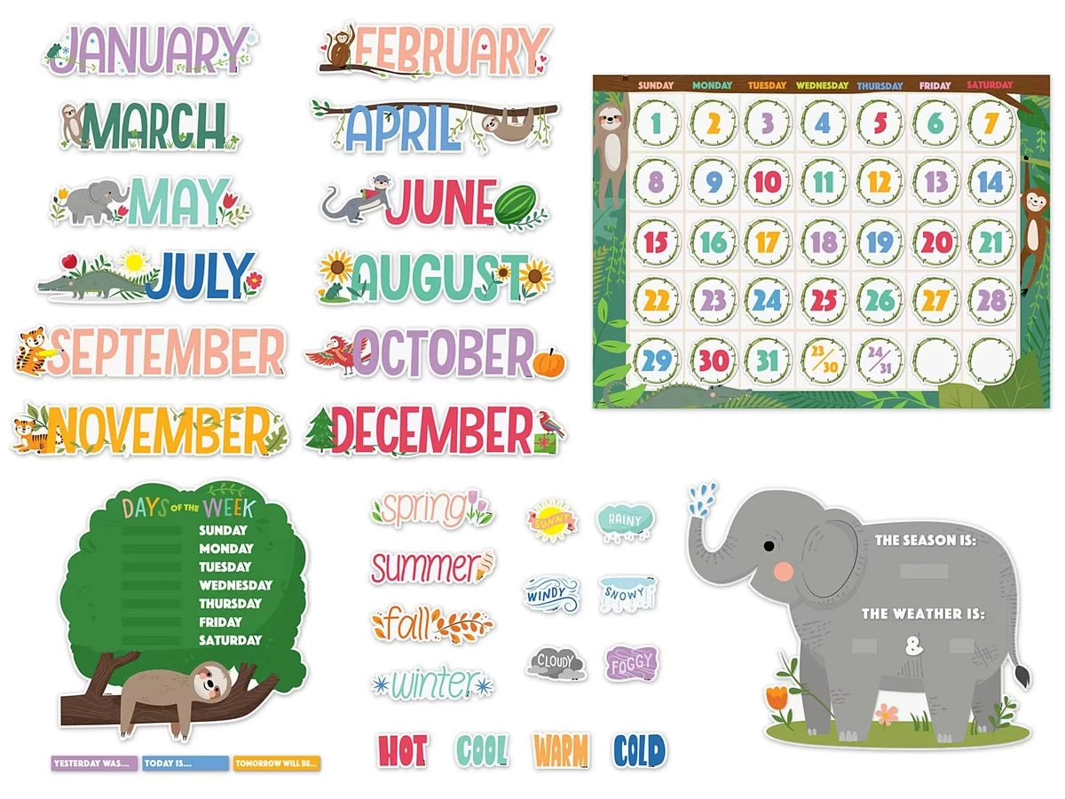 Jungle Friends Calendar Bulletin Board Set - US 6907