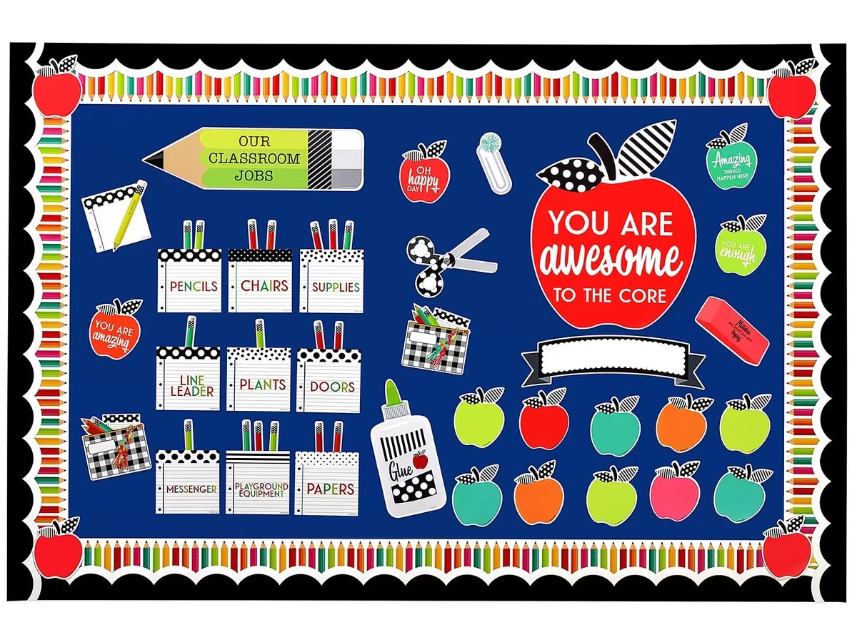 Black, White & Stylish Brights Classroom Jobs Bulletin Board Set - US 9987