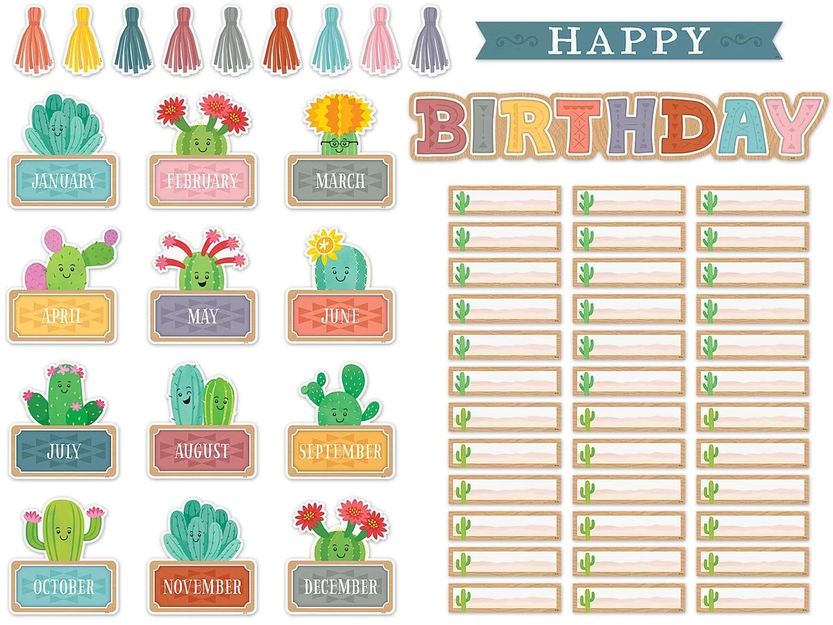 Happy Cactus Crew Birthday Bulletin Board Set - US 6696