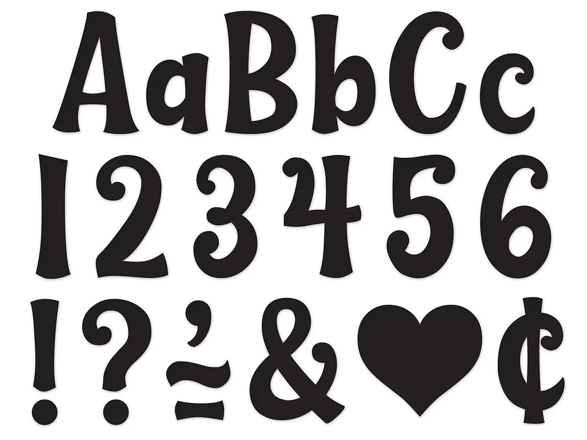 Wild Whimsy Black 4" Self-Adhesive Punch-Out Letters - US 9876