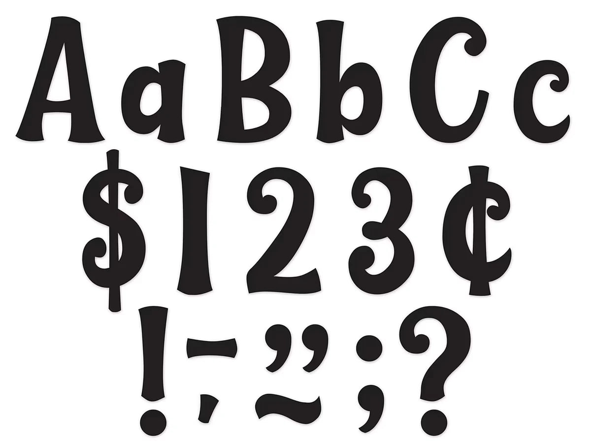 Whimsical Black 4" Punch-Out Letters - US 1554
