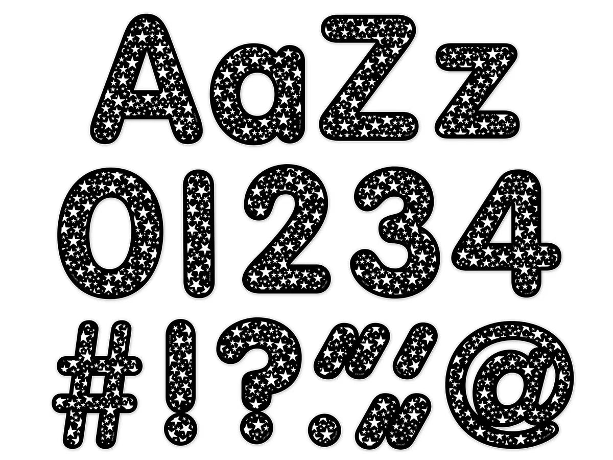 Stars on Black 4" Punch-Out Letters - US 6138