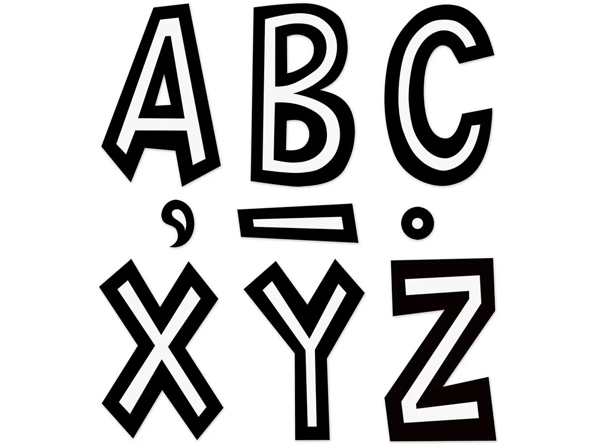 Black & White Fun Font 7" Punch-Out Letters - US 2877