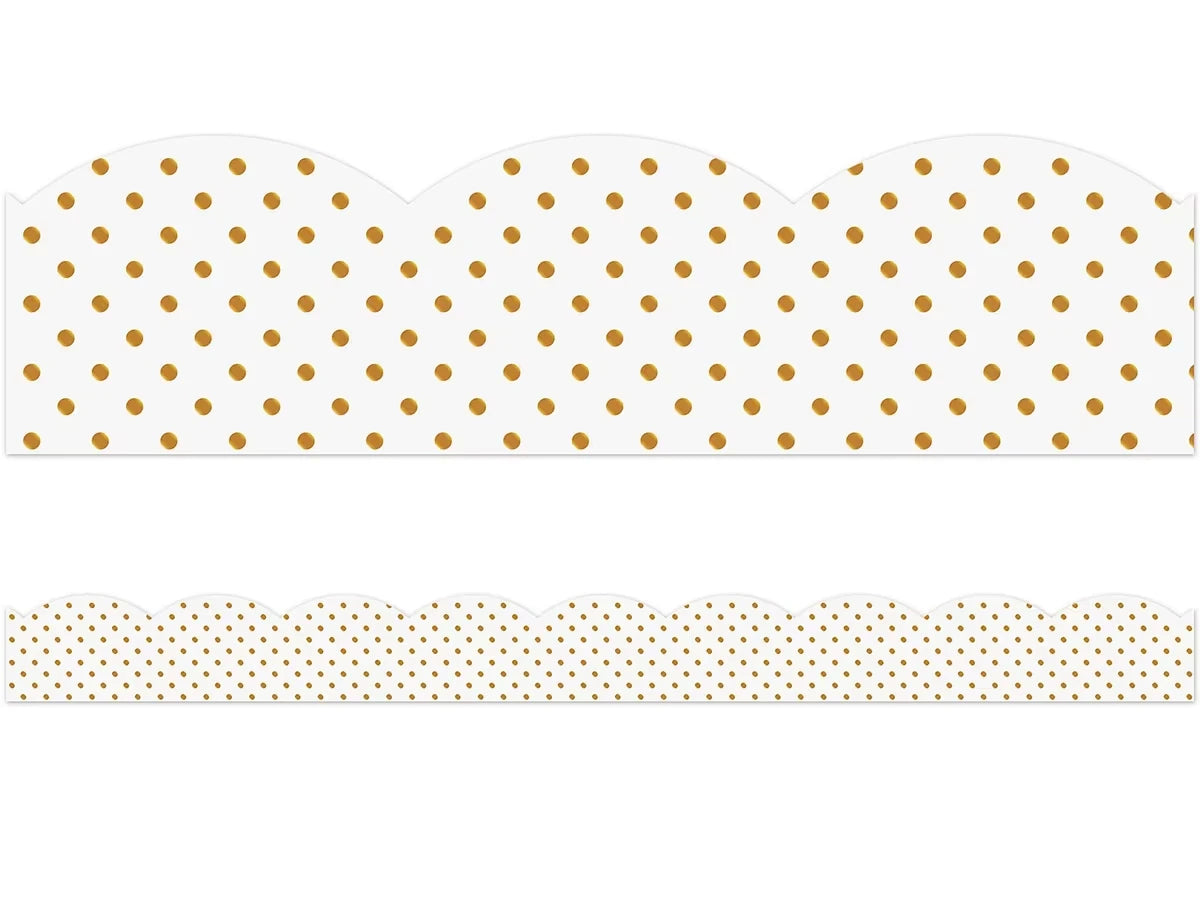 Simply Boho Gold Polka Dot Scalloped Border - US 8196