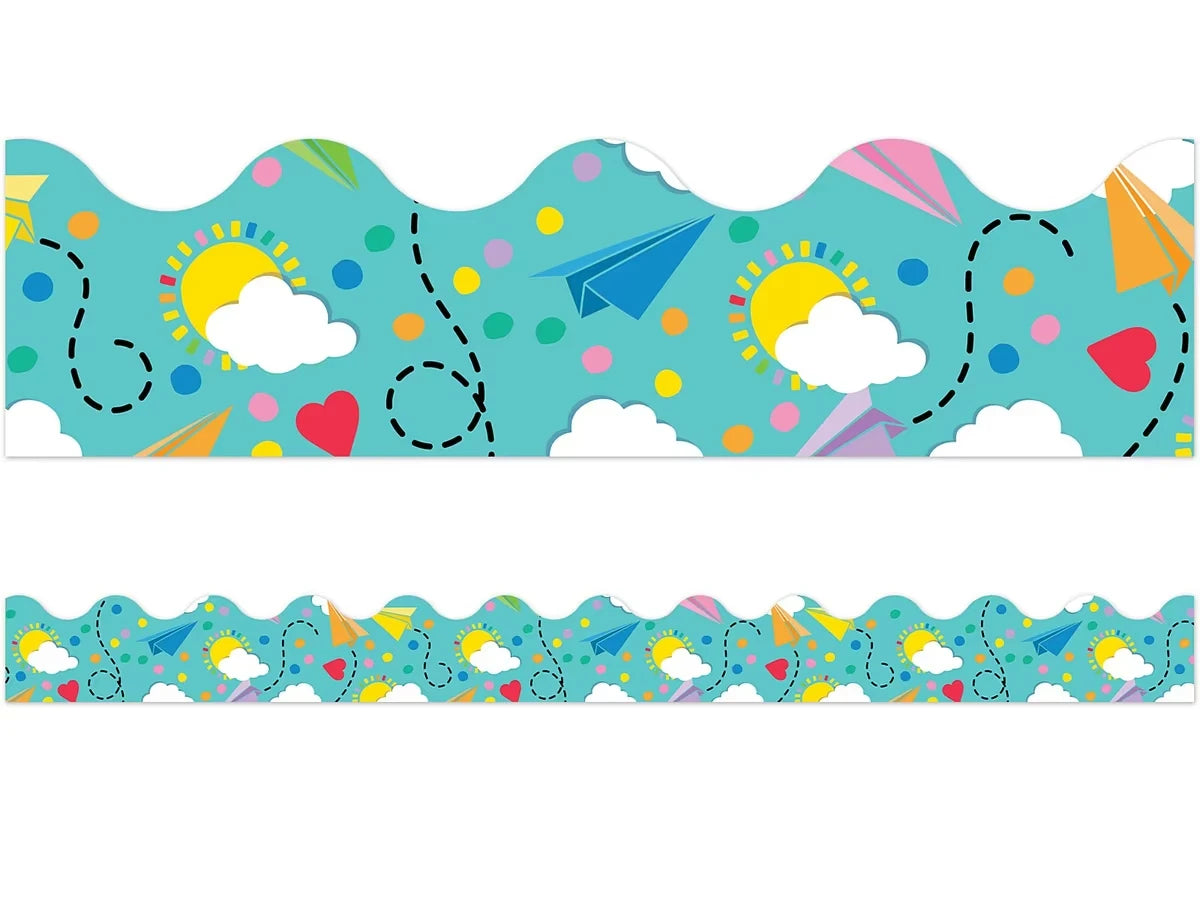 Happy Place Paper Airplane Scalloped Border - US 5213