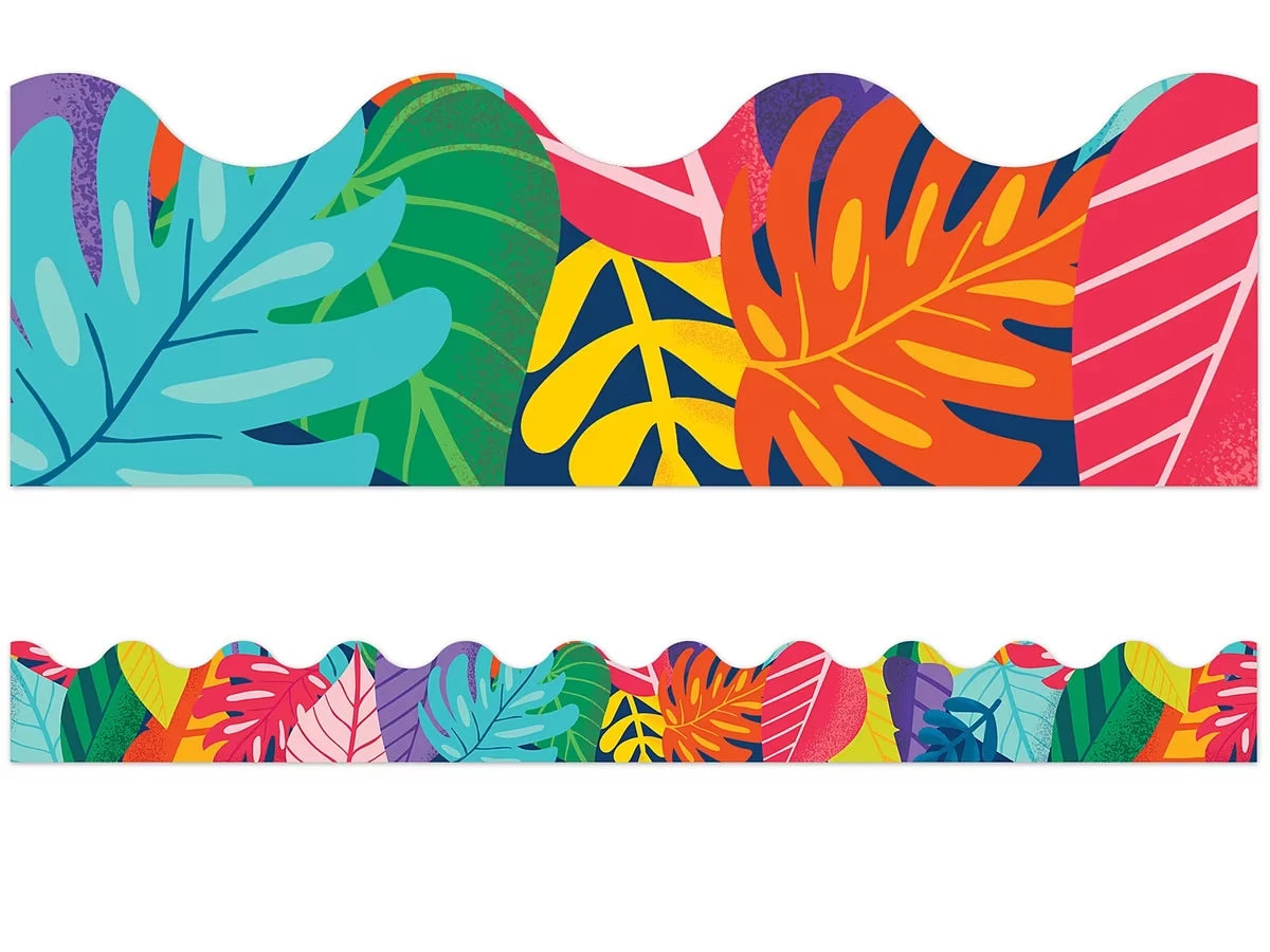 One World Colorful Leaf Scalloped Border - US 7430