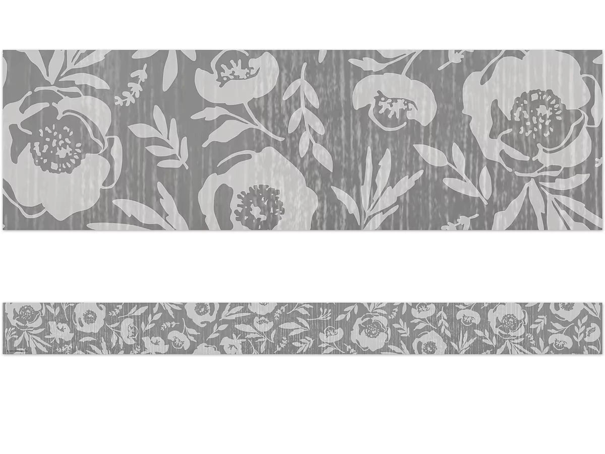 Classroom Cottage Gray Floral Border - US 5510