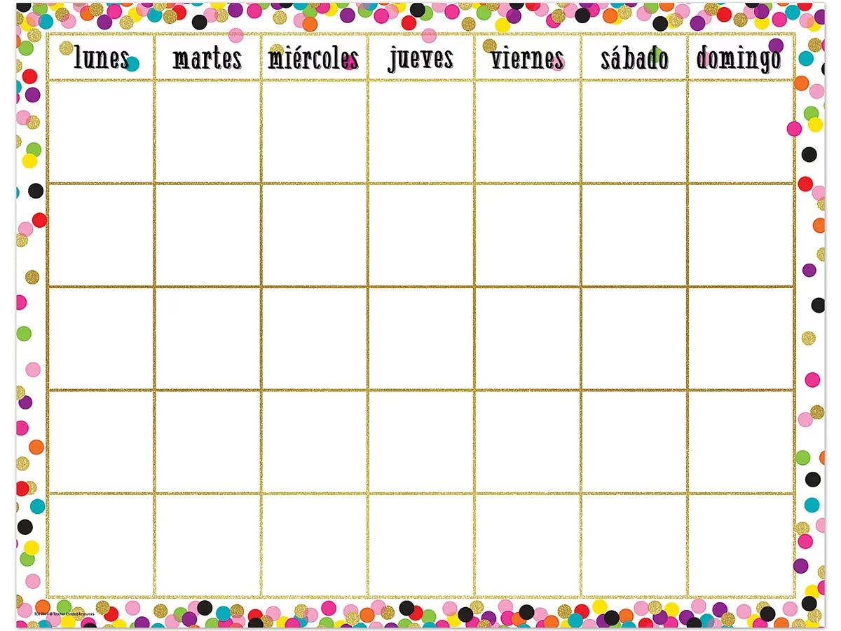 Confetti Spanish Classroom Calendar - US 2805