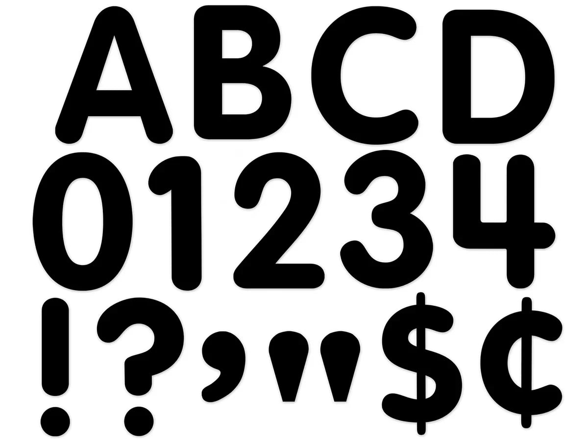Black 4" Self-Adhesive Punch-Out Letters - US 9538