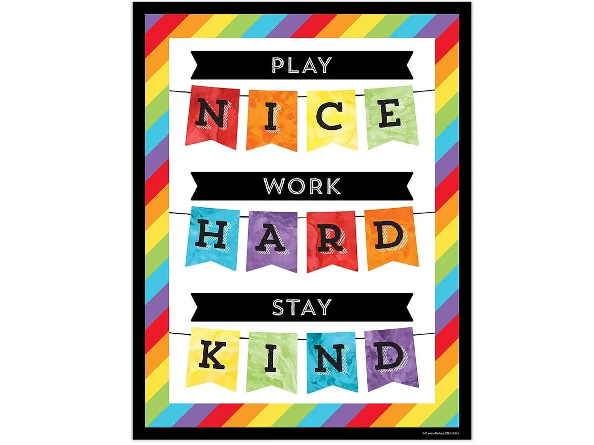 Celebrate Learning Play Nice, Work Hard, Stay Kind Poster - US 7576