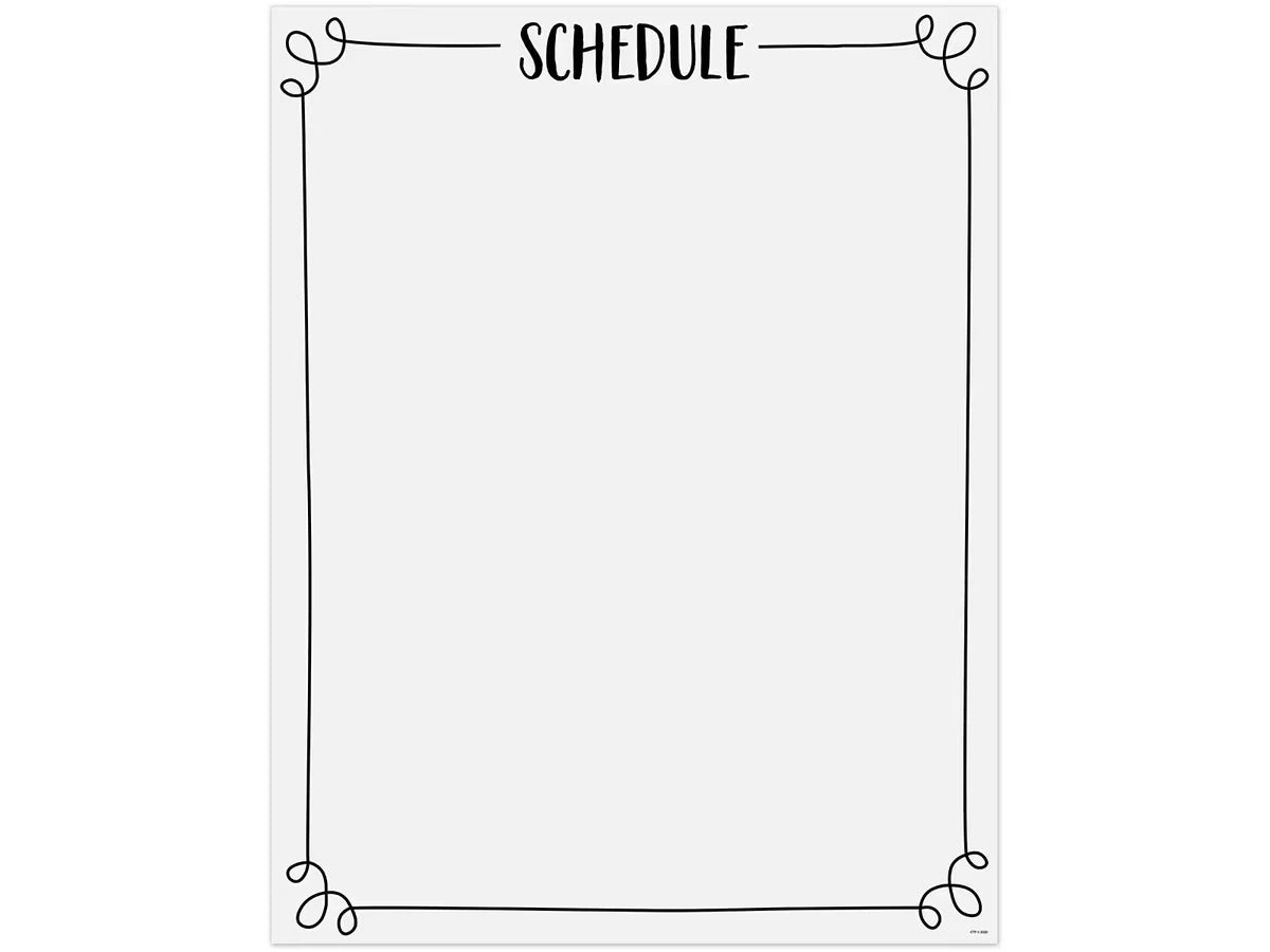 Black & White Classroom Schedule Poster - US 2837