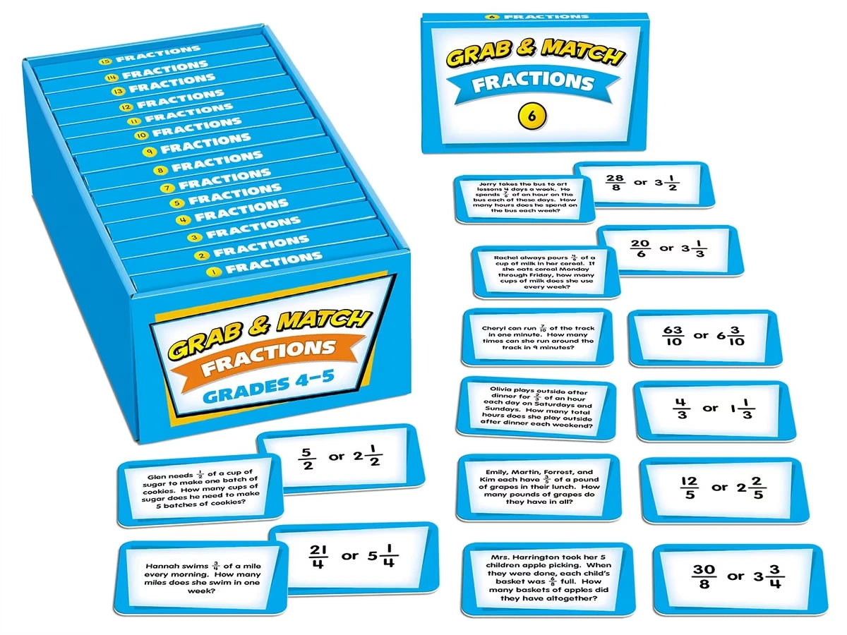 Grab & Match Leveled Fractions Quickies - Gr. 4-5 - US 6143