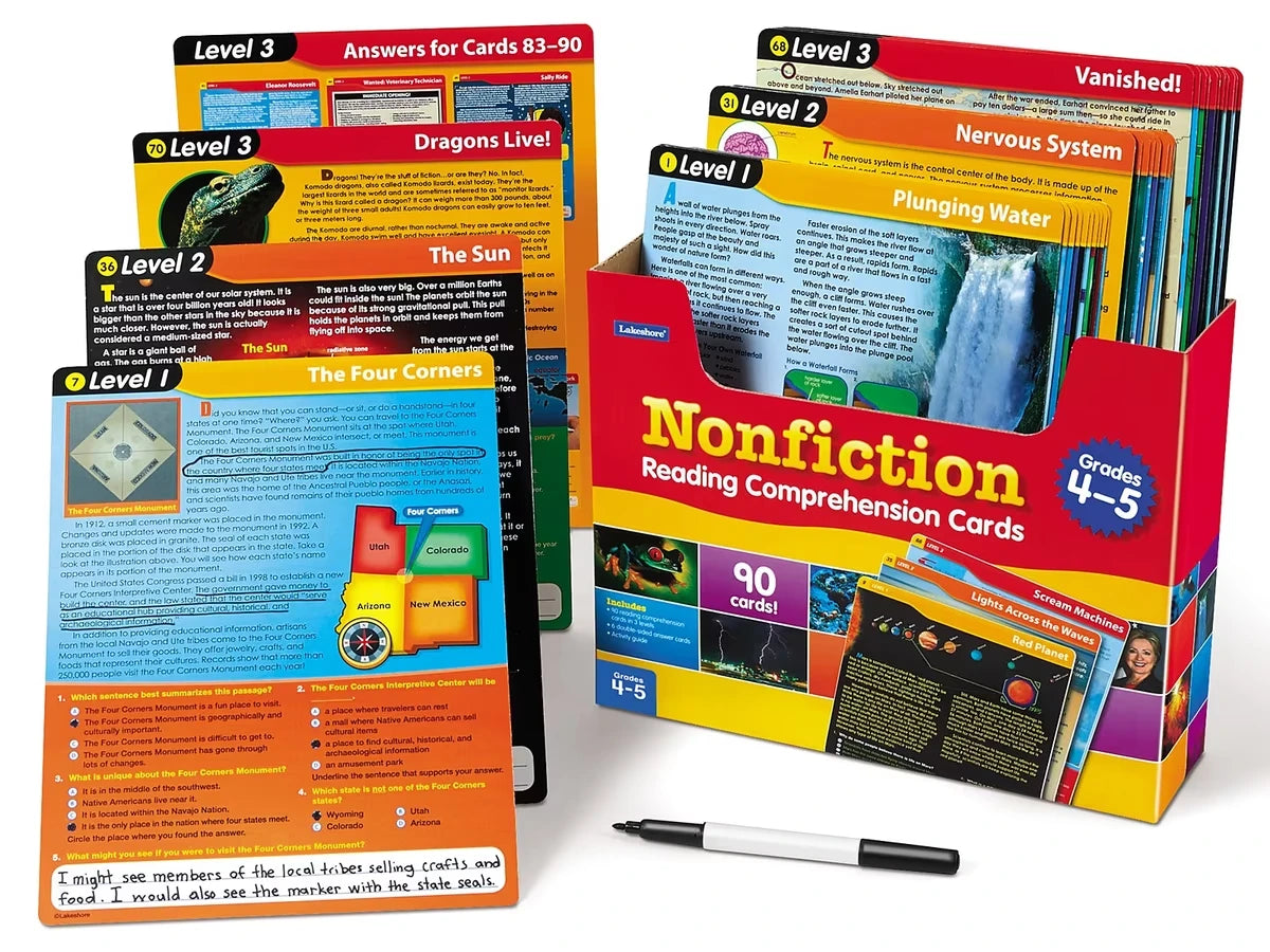 Nonfiction Reading Comprehension Practice Cards - Gr. 4-5 - US 1098