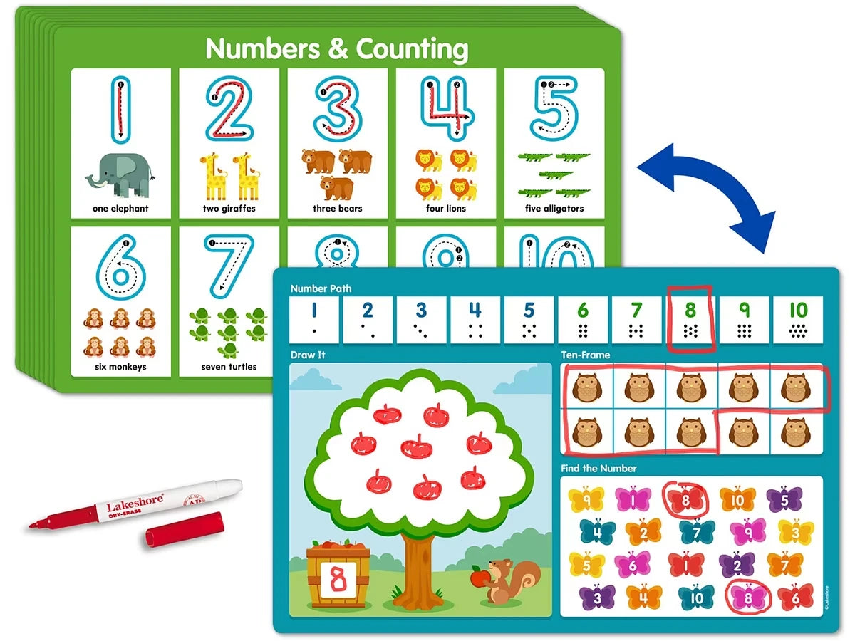 Numbers & Counting Write & Wipe Boards - Set of 10 - US 6371