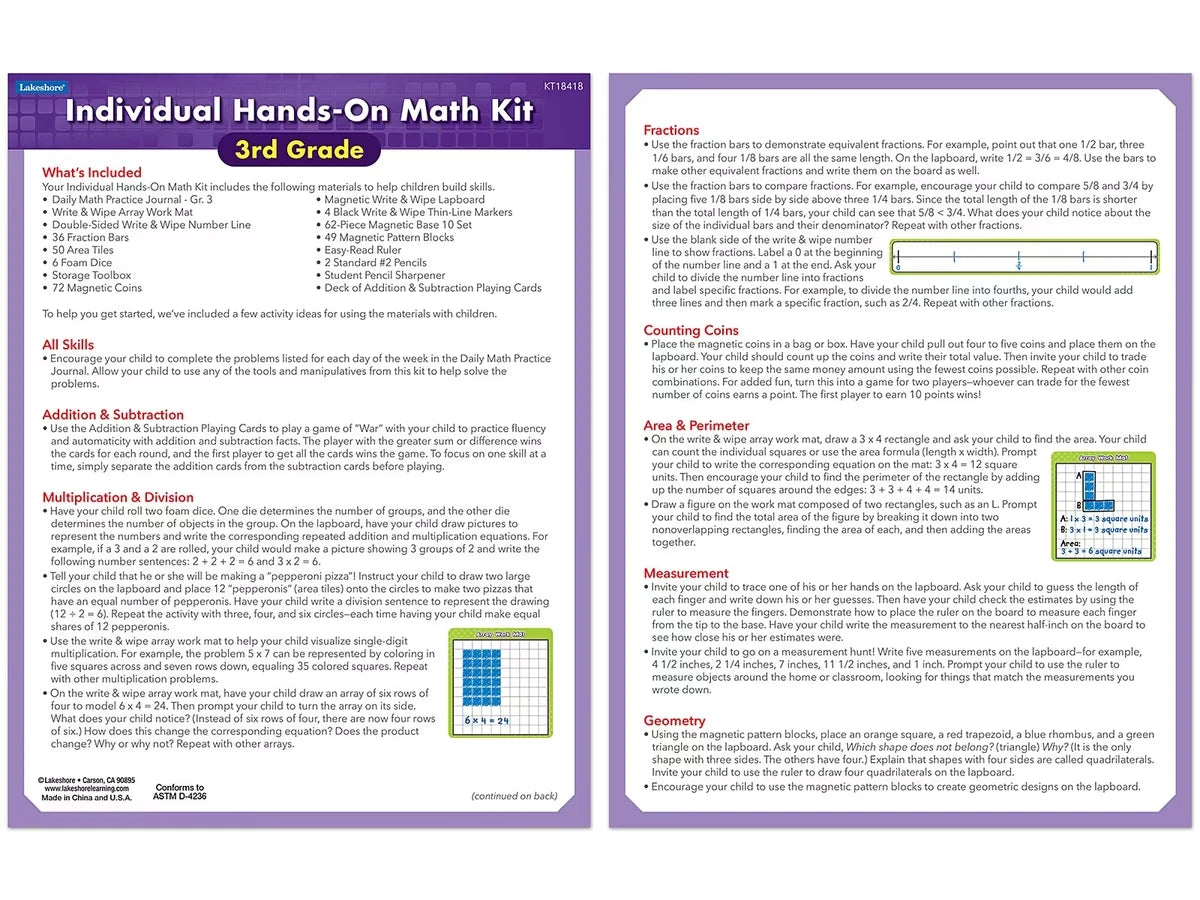 Individual Hands-On Math Kit – Gr. 3 - US 9995