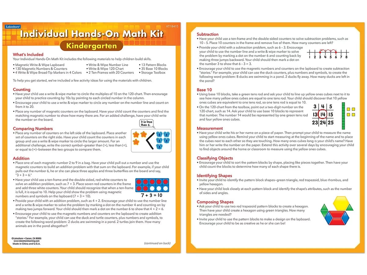 Individual Hands-On Math Kit – Kindergarten - US 7568