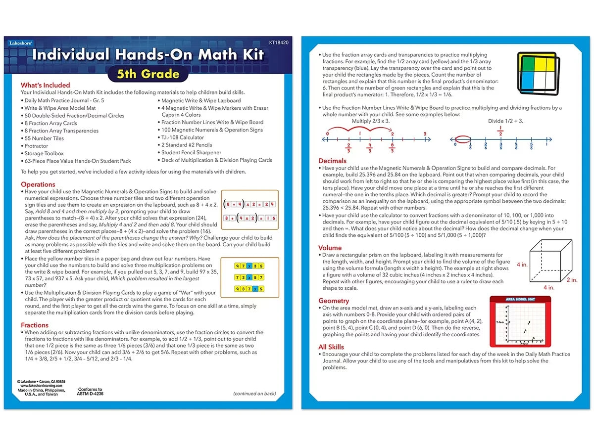 Individual Hands-On Math Kit – Gr. 5 - US 8098