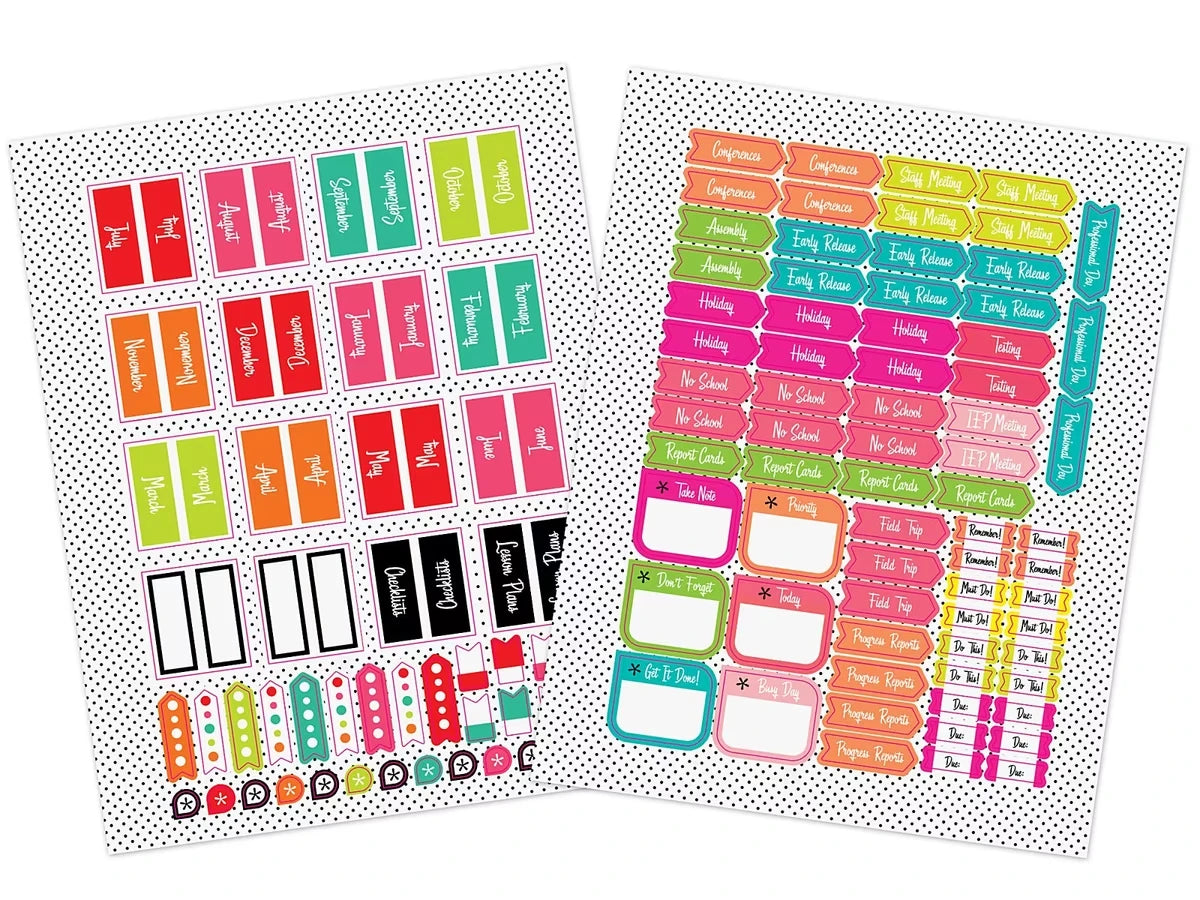 Black, White & Stylish Brights Lesson Plan & Record Book - US 9416