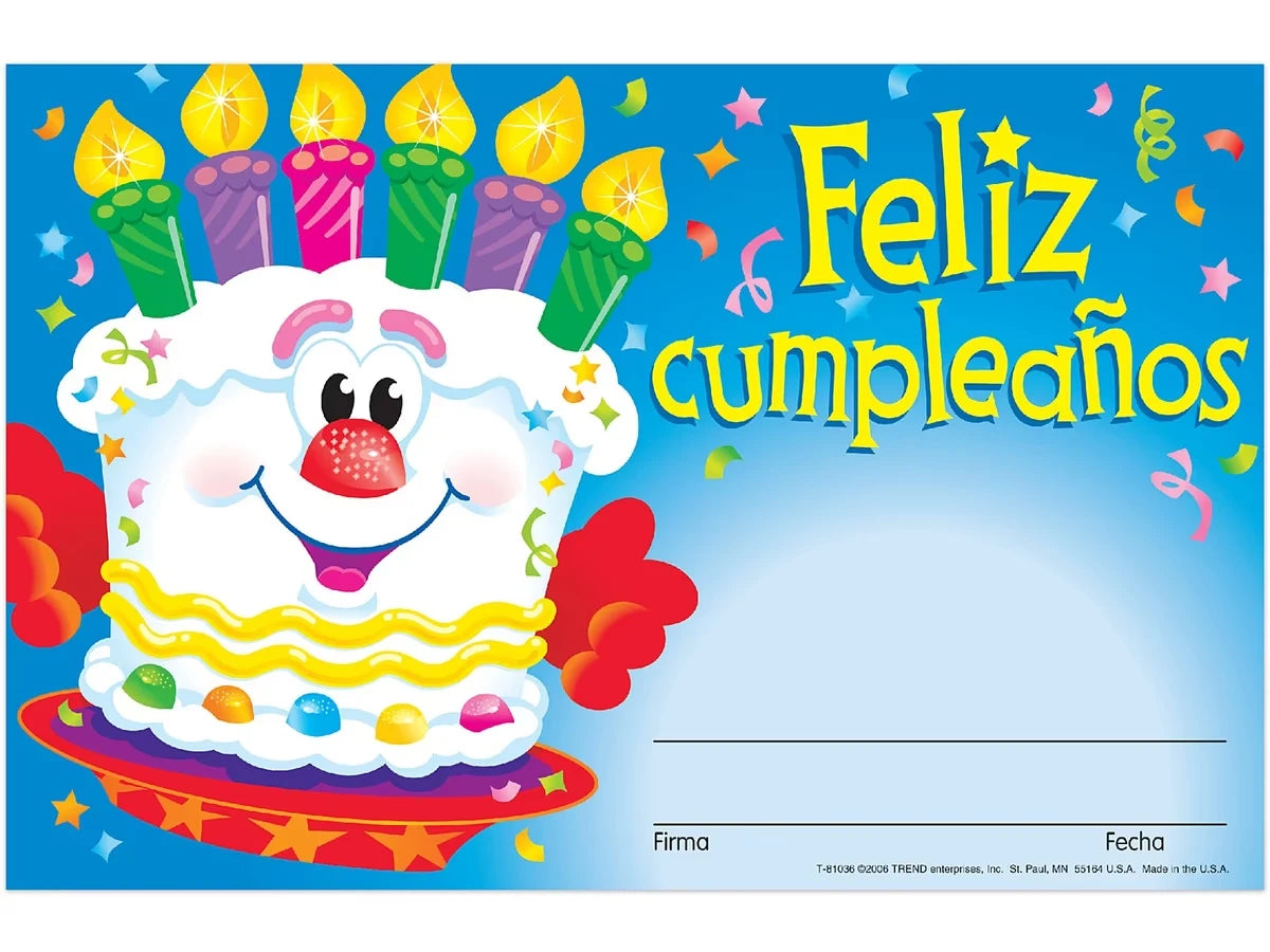 Feliz cumpleaños Birthday Certificates - US 2041