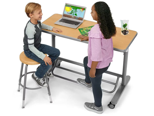 Flex-Space Mobile Standing Desk for Two - Maple - US 3127