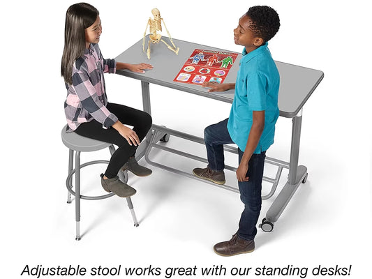 Flex-Space Height-Adjustable Stool - Gray - US 7411