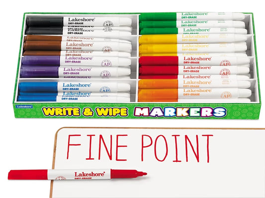 Write & Wipe Thin-Line Markers - Class Pack - US 5164