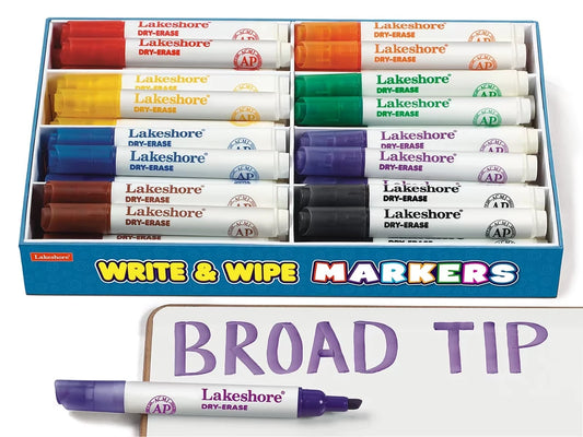 Write & Wipe Broad-Tip Markers - Class Pack - US 2122