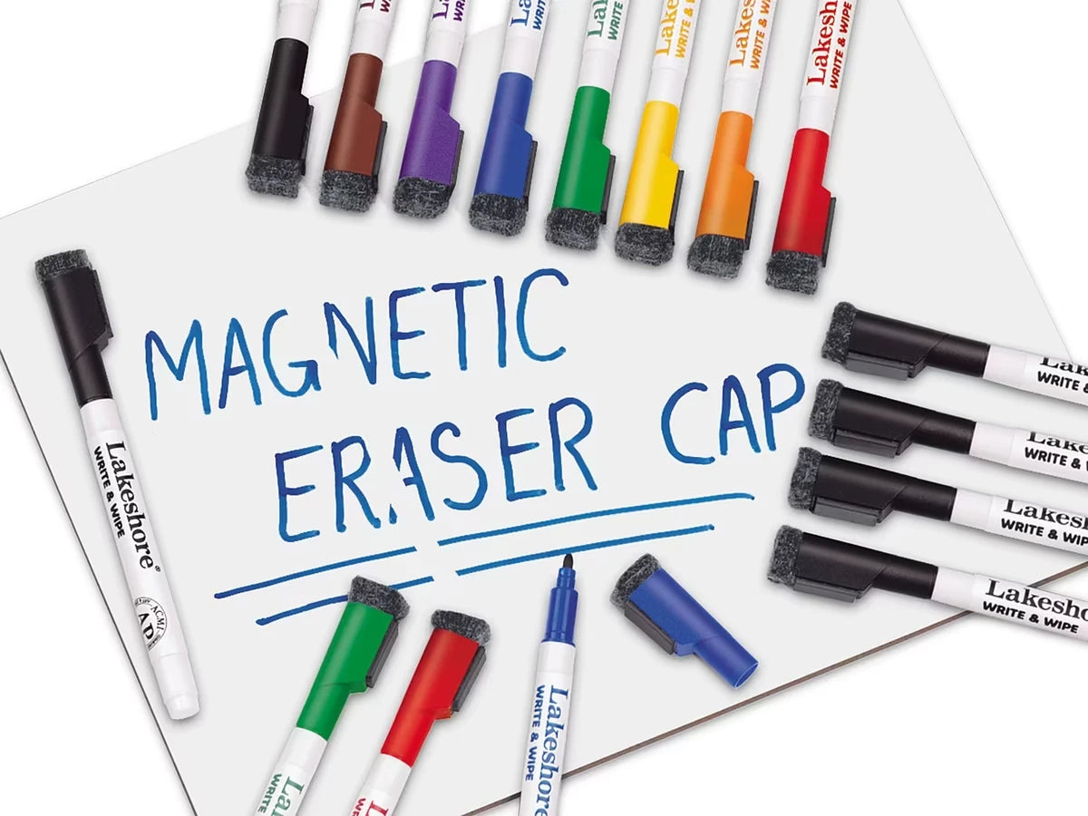 Magnetic Write & Wipe Markers with Eraser Caps - US 3688