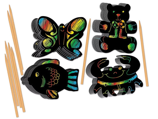 Rainbow Scratch Paper Animals - US 7957