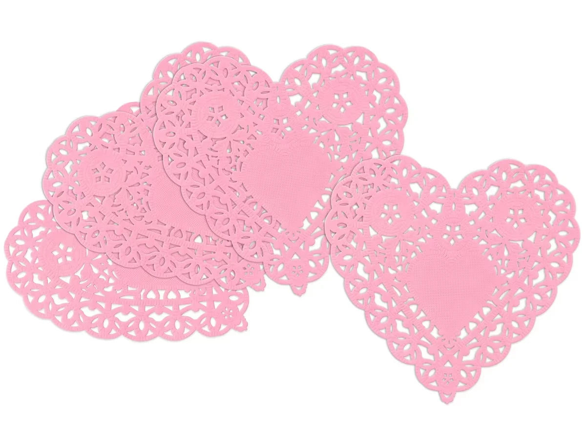 Small Pink Paper Heart Doilies - Set of 100 - US 4123